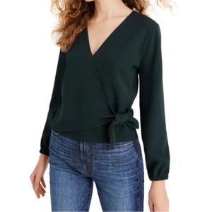 Madewell Dark Green Wrap Blouse